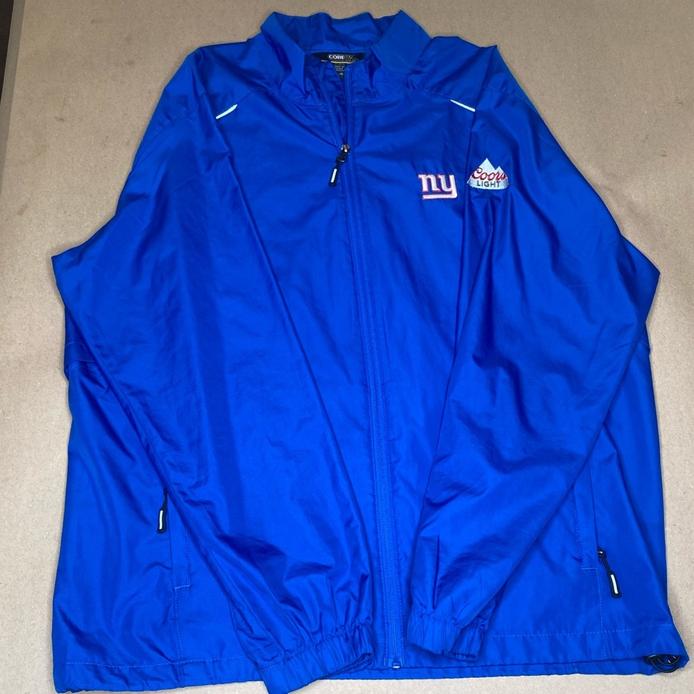 Mens New York Giants Water Resistant Zip Jacket - Coors light logo on sleeve